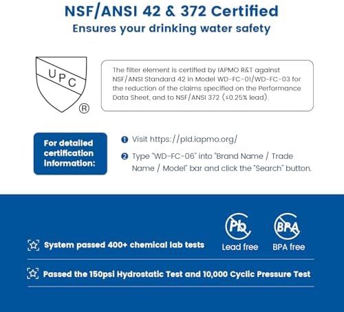 Waterdrop Water Filter for Sink Faucet, NSF Certified Water Purifier, 320 Gallon Tap Water Filter for Kitchen Sink, Reduces Chlorine, Lead-Free Material, Faucet Mount Water Filtration System 4 Filters