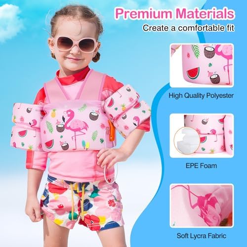 MoKo Toddler Swim Vest for Kids, 20-66 lbs, Arm Floaties with Adjustable Straps, Nylon Material, Swim Vest for Toddlers Learning to Swim