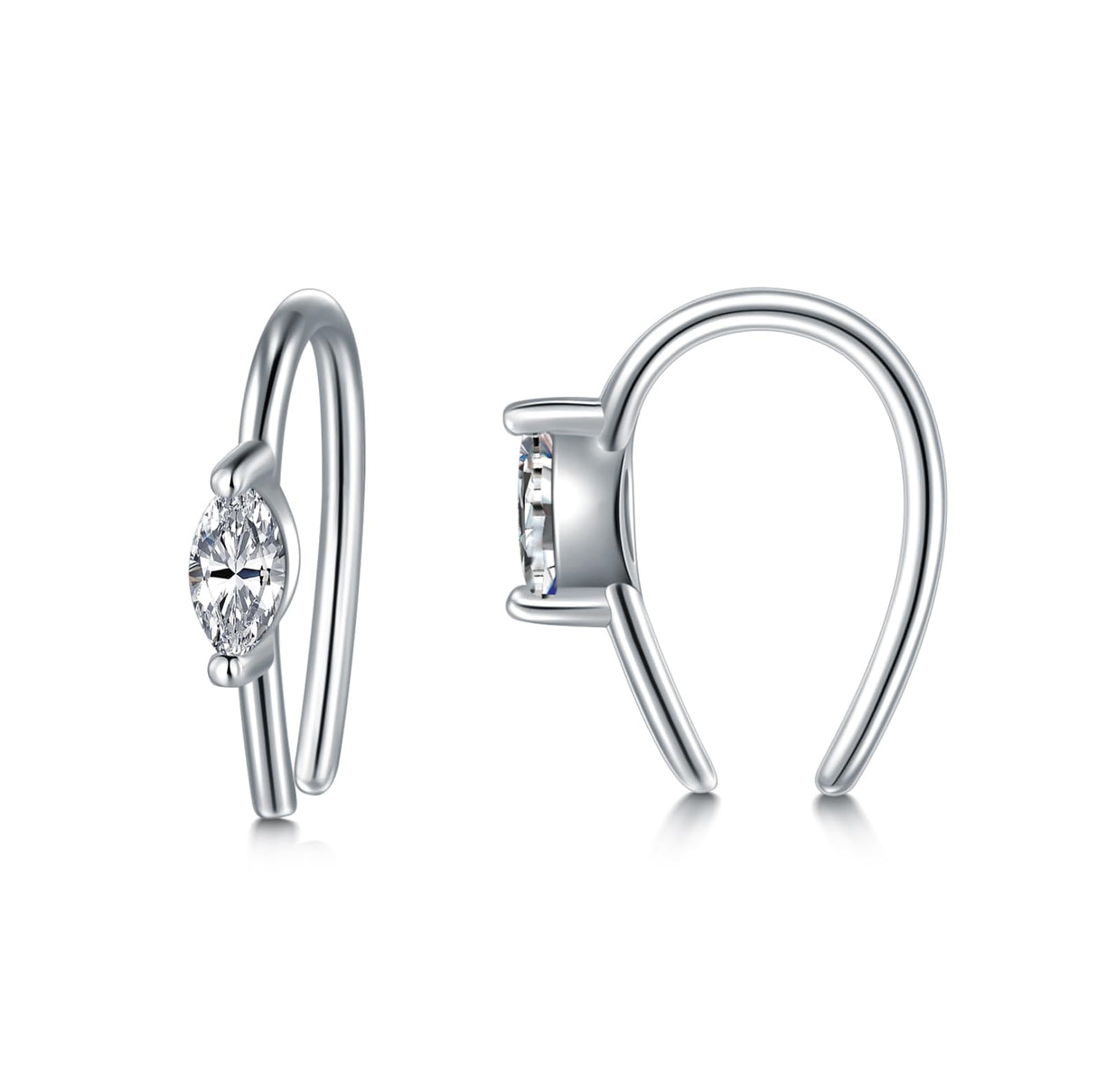 CHIC & ARTSY Hoop Earrings 925 Sterling Silver CZ Open Hoop Earrings Hypoallergenic Lightweight Drop Dangle Threader Hoops for Women