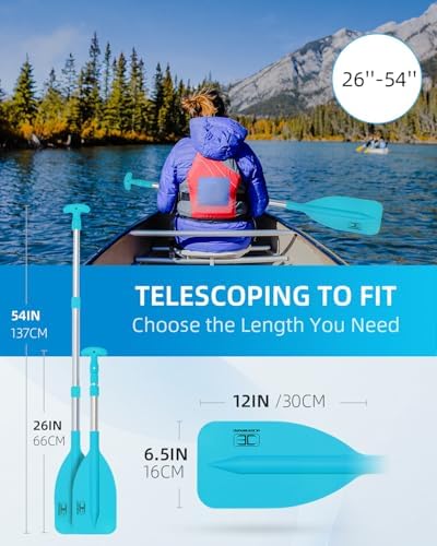 OCEANBROAD Telescoping Emergency Paddle 21''-42''/26''-54'' Aluminium Shaft for Kayaing Boating Canoeing River Tubing
