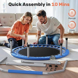 BCAN 40/48" Foldable Mini Trampoline Max Load 330lbs/440lbs, Fitness Rebounder with Adjustable Foam Handle, Exercise Trampoline for Adults Indoor/Garden Workout