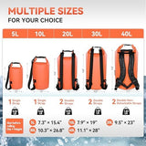 MARCHWAY Floating Waterproof Dry Bag Backpack 5L/10L/20L/30L/40L, Roll Top Sack Keeps Gear Dry for Kayaking, Rafting, Boating, Swimming, Camping, Hiking, Beach, Fishing