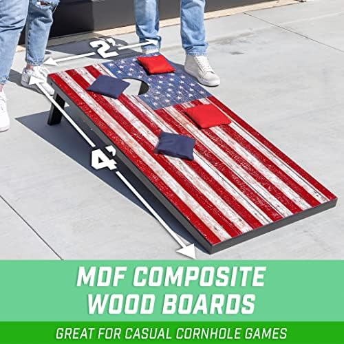 GoSports Portable Cornhole Sets, 8 Styles – Choose 4 x 2 ft or 3 x 2 ft - Boards Include 8 Bean Bags, Travel Case, and Game Rules