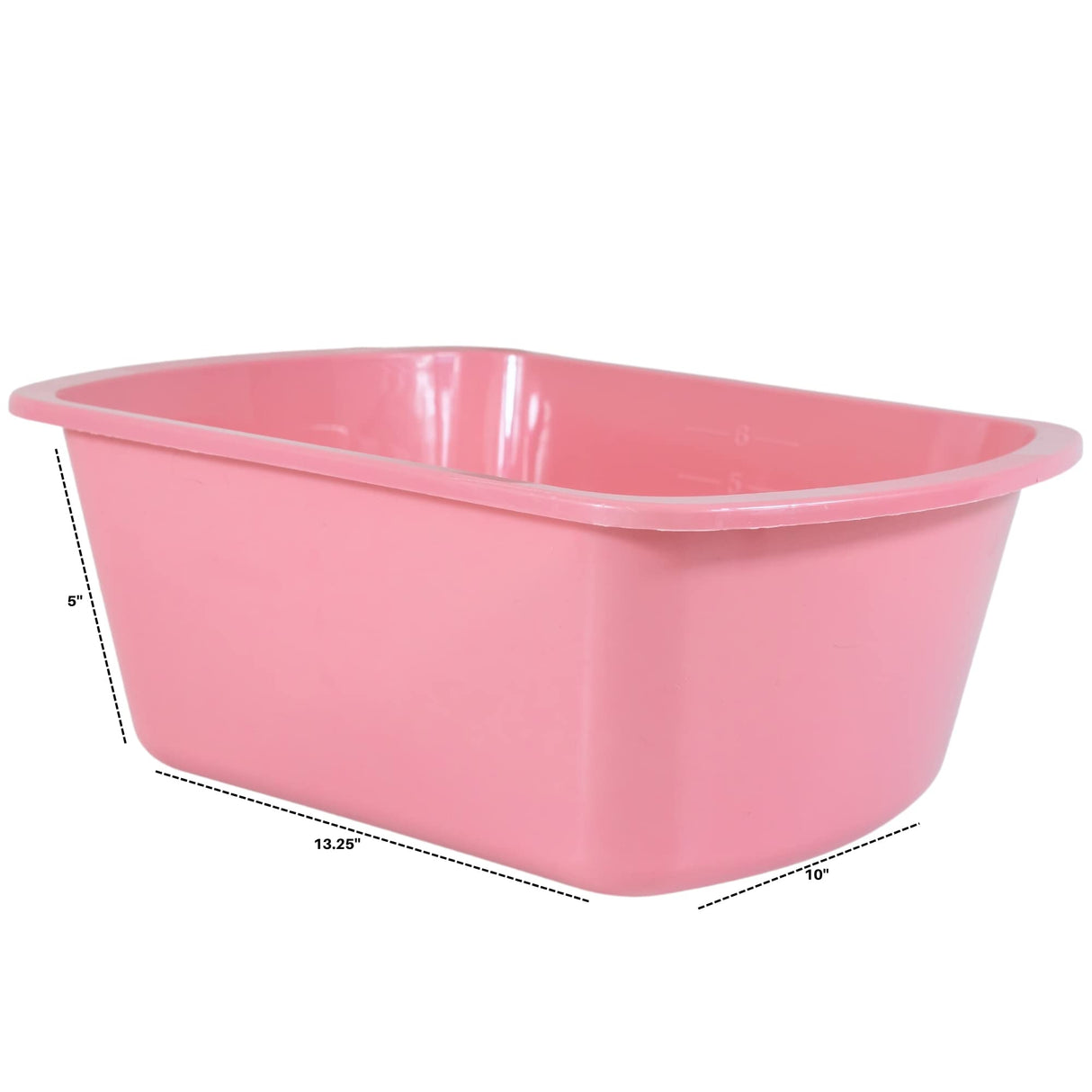Wash Basins – Rectangular Plastic Hospital Bedside Soaking Tub [5 Pack] Small 7 Quart Graduated Bucket - Portable Washbasin for Washing, Cleaning, Foot Bath, Washing Dishes, Face Cleansing Bowl