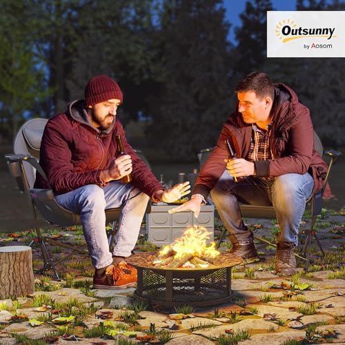 Outsunny Double Hammock Camping Chair, Adjustable Back Folding Rocking Chair Swinging Hammock Chair with Cup Holder, Headrest and Padded Seat for Travel Sports Concerts Lawn Backyard, Gray