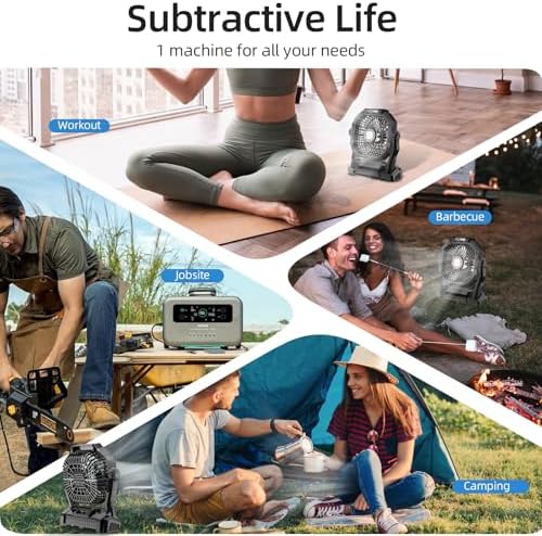 Camping Fan Rechargeable, 20000mAh Battery Powered Portable Fan with LED Light & Hook, 4-Speed 270° Adjustable, Camping Essentials for Tent, Travel, Car, Outdoor, Indoor, BBQ, Fishing, Jobsite