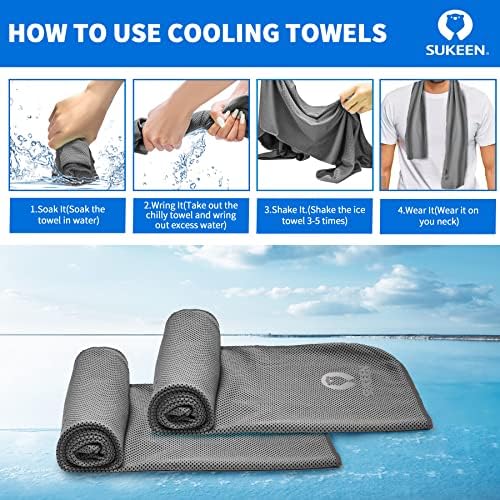 Sukeen [4 Pack] Cooling Towel (40"x12"),Ice Towel,Soft Breathable Chilly Towel,Microfiber Towel for Yoga,Sport,Running,Gym,Workout,Camping,Fitness,Workout & More Activities (Dark Grey)