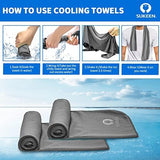 Sukeen [4 Pack] Cooling Towel (40"x12"),Ice Towel,Soft Breathable Chilly Towel,Microfiber Towel for Yoga,Sport,Running,Gym,Workout,Camping,Fitness,Workout & More Activities (Dark Grey)
