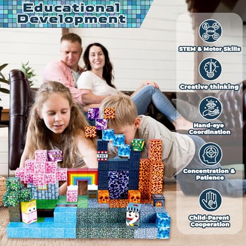 GraceDuck Magnetic Blocks - 150 PCS Build Dark Swordsman's Forest Castle - Magnetic Toys for Montessori Toddler Christmas Birthday Gifts - STEM Sensory Toys for 3 4 5 6 7 8 9 10 Year Old Boys & Girls