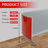 Vinyl Wall Base Baseboard Molding Trim 4" Flexible Self Adhesive Rubber Wall Base Moulding Trim Peel and Stick Design, 4 Inch x 20 Feet, Gray