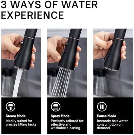 WEWE Kitchen faucets with Pull Down Sprayer, Farmhouse Kitchen Faucet Oil Rubbed Bronze Commercial Modern high arc Stainless Steel Single Handle Single Hole for Utility rv Laundry Sinks