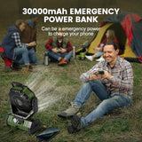 Odoland 30000mAh Camping Fan with LED Lantern, Rechargeable Battery Operated Oscillating with Remote Hook Stroage Bag, Portable Tent Fan with Timer, 4 Speeds for Outdoor RV Jobsite Power Outage, Green