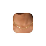 FOCALOOK Gold Herringbone Necklace for Women, 3mm Gold Plated Snake Choker