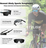 Ukoly Cycling Sunglasses for Men Women with 3 Interchangeable Lenses, Polarized Sports Sunglasses, Baseball Sunglasses