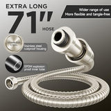 Veken Brushed Nickel Wide Rain Shower Head with 6 Modes Handheld Water Spray, High Pressure Showerhead Combo with Arm, Adjustable Dual Shower with Anti-Clog Nozzles