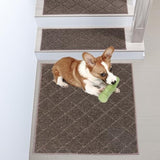 COSY HOMEER Edging Stair Treads Non-Slip Corner Indoor Stair Runners for Wooden Steps,Landing Slip Resistant Stair Rugs Mat for Kids and Dogs,100% Polyester TPE Backing,Brown,30x30 inch