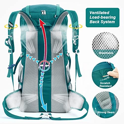 HOMIEE 50L Hiking Backpack Travel Bag Waterproof Camping Rucksack with Rain Cover Lightweight Backpacking Backpack