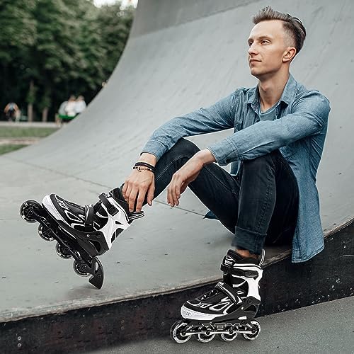 2PM SPORTS Vinal Girls Adjustable Flashing Inline Skates, All Wheels Light Up, Fun Illuminating Skates for Kids Men Adult Women and Boys