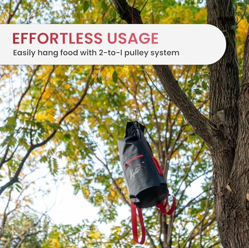 Bear Food Bag Hanging System - Ultralight 20L Waterproof Bear Bag Kit for Camping with Survival Rope, Clips, Rock Pouch, and Instructions - Perfect for Backpacking and Outdoor Adventures