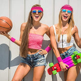Bememo 6 Pcs Neon Sports Sweatbands Set Paris Sports Competitions Sweatbands 2 Headband 4 Wristbands Breathable Terry Cloth Athletic Bands for Basketball Tennis Costumes Cosplay