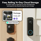 Wyze Battery Video Doorbell Wireless Camera, 1536x1536 HD+ with Color Night Vision, 2-Way Audio, 1:1 Head-to-Toe View, Person/Vehicle/Package Monitor, Wire-Free/Wired Option, 1 Minute Easy Setup