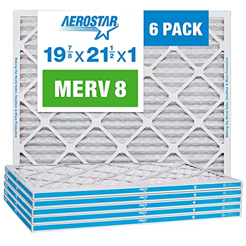 Aerostar 19.875x21.5x1 MERV 8 - 6 Count - High Efficiency Pleated HVAC, Furnace & Air Conditioner Filters - Removes Dust, Lint, Mold & Allergy-Causing Pollen