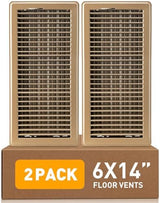 Floor Register 6 x 14 Inch 2 Pack, Floor Vent Covers for Home Floor, Sidewall, Premium Finish Register Vent Covers with Easy Adjust Air Supply Lever, Brown