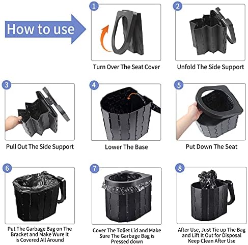 Portable Toilet for Camping, Potty Adults, Porta Travel Commode Bucket Car, Travel, Outdoor, Hiking, Backpack, Trips, Tent, Boat, Beach, Traffic Jam, Home