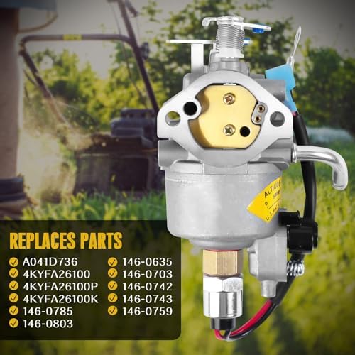 146-0785 Carburetor Carb with part for Onan Cummins Generator & Microquiet 4000-Watt 4KYFA26100 4KYFA26100P 4KYFA26100K Replace# A042P619, A041D736, 146-0785