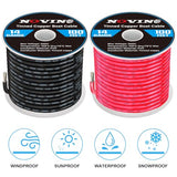 14 Gauge Marine Wire Include 14 AWG 100FT Red & 100FT Black,14 Gauge Marine Grade Wire Tinned Copper Oxygen-Free Boat Electrical Cable for Automotive/RV/Camper/Trailer Outdoor Use