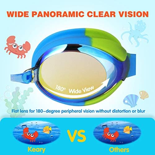Keary Kids Swim Goggles for Toddler Kids Youth(3-12),Anti-Fog Waterproof Anti-UV Clear Vision Water Pool Goggles