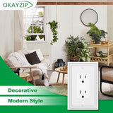 White Decorative Single Decorator Switch Covers Wall Plate, Natural Material Rocker Switch Plates Outlet Covers for Receptacle, GFCI Outlet, Dimmer - Modern Style (1 Gang Decorator 4 Pack)