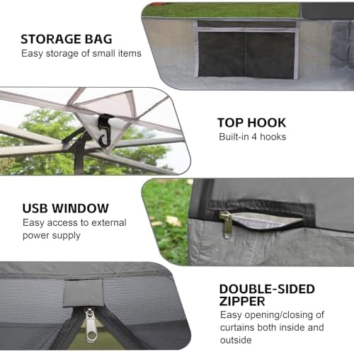 Canopy Universal Mosquito Netting Tent, Converts 10'x10' Canopy Gazebo into Camping Inner Tent, Screen House Camping Cube with Full PE Floors for Patio, Outdoor, Garden and Backyard.(Black)