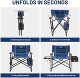 TIMBER RIDGE XXL Oversized Directors Chair 600lbs - Heavy Duty Camping Chair with Cooler Bag & Table, Portable Folding Chair with Wide Seat for Tailgating, Patio, Outdoor - Blue