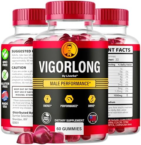 (3 Pack) Vigorlong Gummies - Official Vigorlong All Natural Gummy Reviews Advanced Formula, 180 Gummies for 3 Months