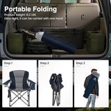 Oversized Portable Camping Folding Chair, Heavy Duty Foldable Outdoor Chair, Camp Chair with Cup Holder and Cooler Bag for Camp, Travel, Support 450 LBS, 2 Pack(Blue)…
