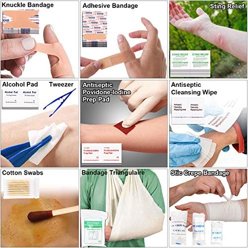 216 Pcs Survival First Aid Kits, Professional Survival Gear Equipment Tools First Aid Supplies kit for SOS Emergency Hiking Hunting Disaster Camping Adventures