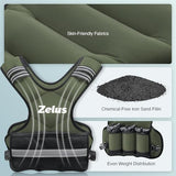 ZELUS Weighted Vest for Men and Women | 4-10lb/11-20lb/20-32lb Vest with 6 Ironsand Weights for Home Workouts | Adjustable Body Weight Vest Exercise Set for Cardio and Strength Training