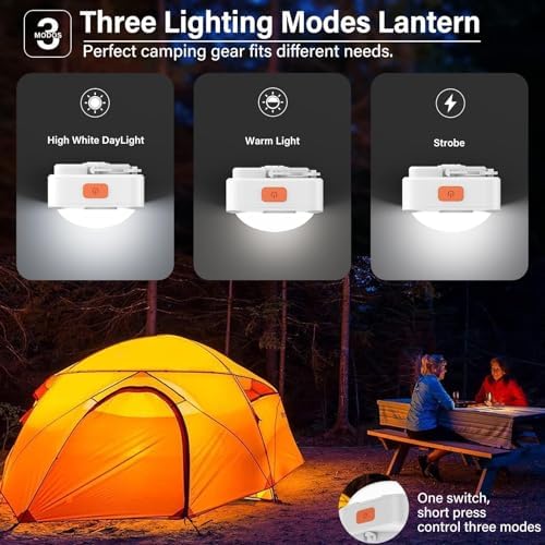 Rechargeable Camping Lights FLY2SKY 4Pcs White Tent Lights Mini Flashlight Portable LED Camping Lantern Survival Gear Camping Accessories for Hiking Backpacking Fishing Hurricane Emergency Outage