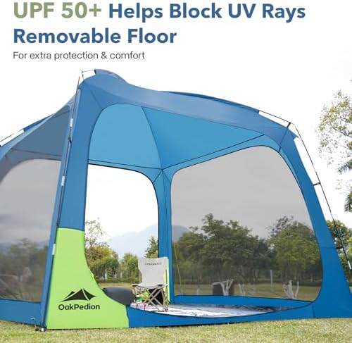 10 X 10ft Screen House Room for Camping, Screened Mesh Net Wall Canopy Tent, UPF 50+ Screen Tent with Floor for Patios Outdoor Camping Activities