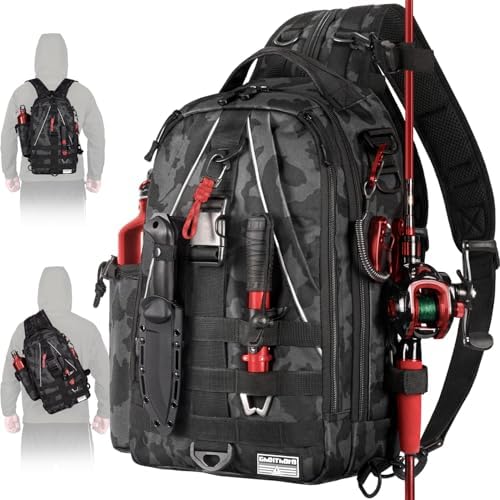 Ghosthorn Fishing Backpack with Rod Holder - Tackle Sling Bag - Fly Fishing Gifts for Men and Women