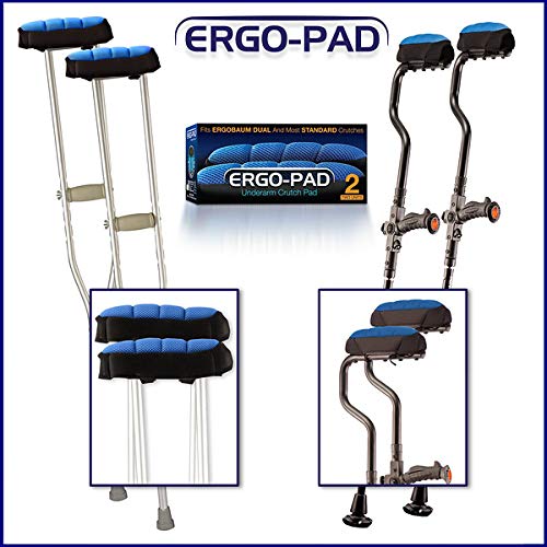 ErgoPAD- Soft Ergonomic Double-Layer Foam Padding for Underarm Crutches. Universal Underarm Double-Padded Crutch Pillow Covers with Lateral Cushioned Support (2 Unit Pack-Universal)