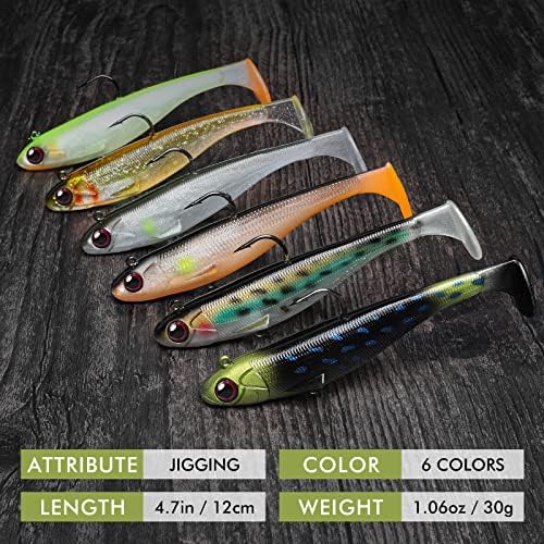 TRUSCEND Pre-Rigged Soft Fishing Lures, Well-Made Easy Catching Lures for Family Fishing, Great Action Swimbaits with Spinner, All-Conditions Fishing Gear for Bass Trout Walleye, Crappie Fishing Jigs