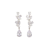 SWEETV Bridal Wedding Earrings for Brides Bridesmaides-Marquise Teardrop Earrings for Women, Cubic Zirconia Drop and Dangle Earrings for Prom or Pageant,Jewelry, Silver