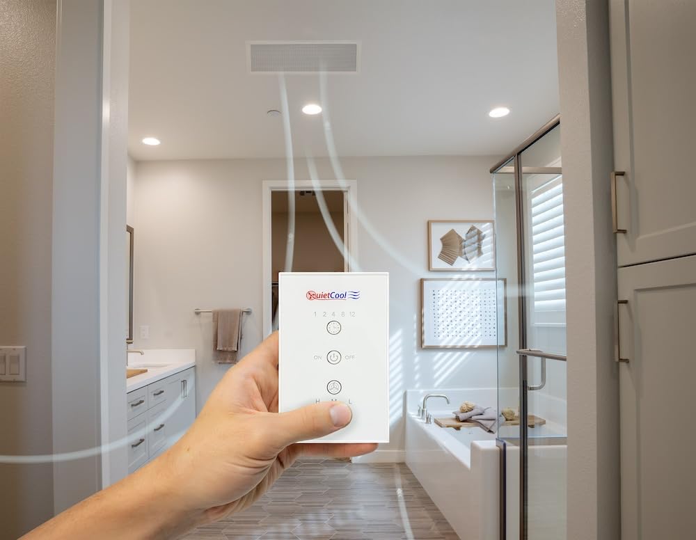 QuietCool Whole House Fan Wireless Switch - No Hard Wiring Required - Three Speed Capable - 1/2/4/8/12 Hour Countdown Timer - up to 100ft Range - Batteries Included (IT-RFGLSSWITCH-01)