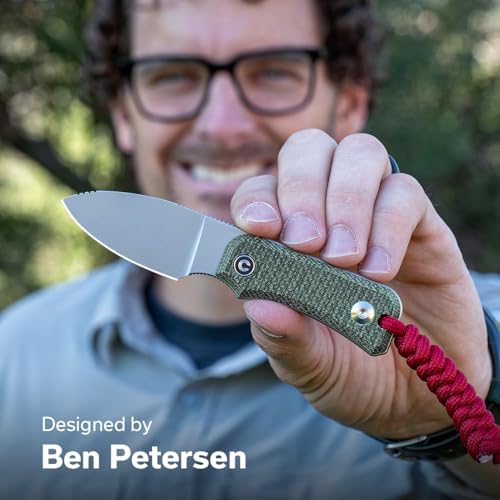 CIVIVI Edc Fixed Blade Knife with Kydex Sheath & Clip, 2.39" Nitro-V Blade Small Baby Banter Camping Hiking Knife Designed by Ben Petersen, Lanyard and Chain Included C23045-2 (Green)