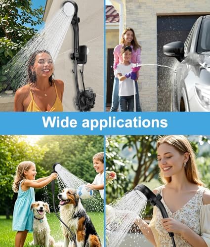 WADEO Portable Shower for Camping, 6000mAh Outdoor Electric Shower Rechargeable Pump with Intelligent Digital Display, Camping Shower Head Nozzle for Camping, Hiking, Traveling, Washing