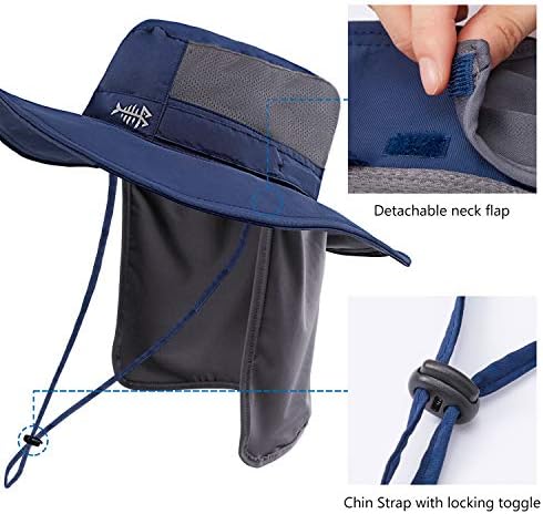 BASSDASH UPF 50+ Sun Fishing Hat Water Resistant with Detachable Neck Flap