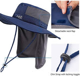 BASSDASH UPF 50+ Sun Fishing Hat Water Resistant with Detachable Neck Flap