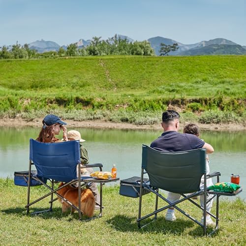 TIMBER RIDGE XXL Oversized Directors Chair 600lbs - Heavy Duty Camping Chair with Cooler Bag & Table, Portable Folding Chair with Wide Seat for Tailgating, Patio, Outdoor - Blue